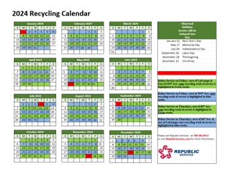 2024 Recycling Calendar Pic